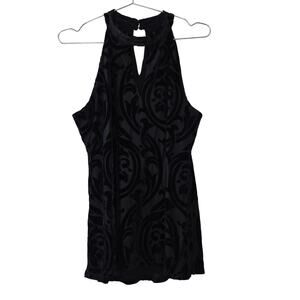 White House Black Market Burnout Velvet Halter Top Black Women’s Size M